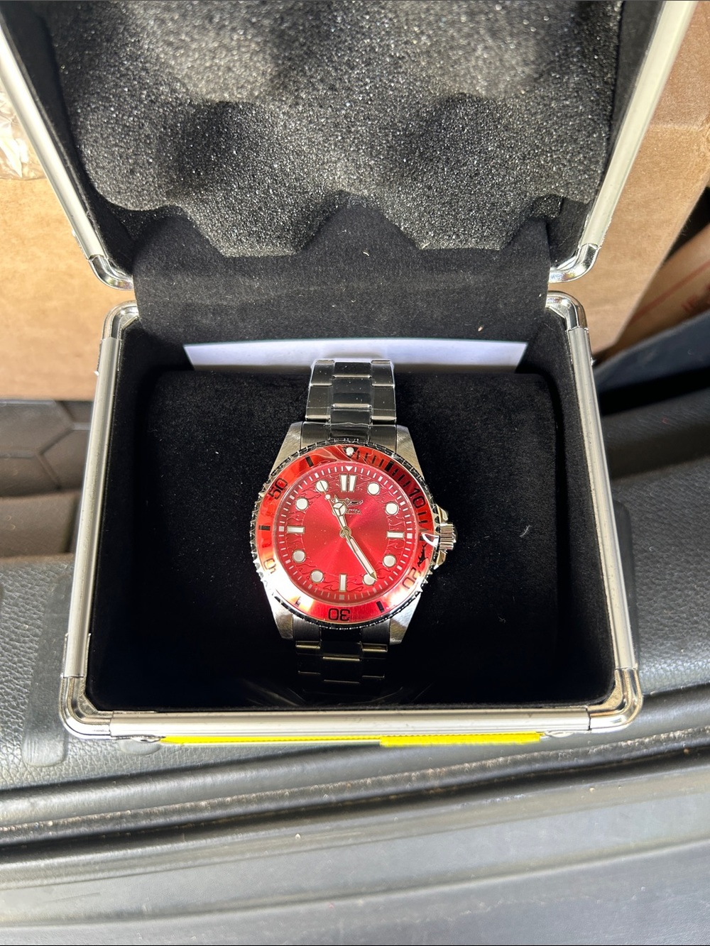 Invicta Men's Pro Diver Stainless Steel Watch with Red Dial